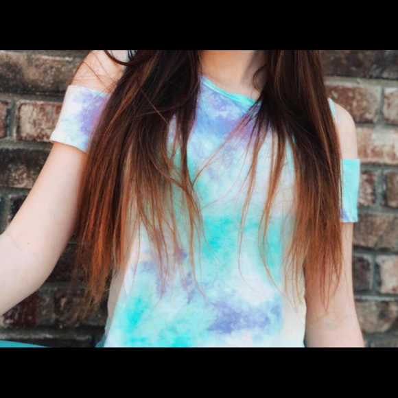 Colorful Tie Dye Off Shoulder Crop - Picture 1 of 6